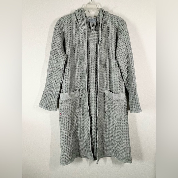 ONSEN Supima Waffle Bath Robe Hood Pockets Unisex NO BELT Cinder Gray Size S - Picture 14 of 14
